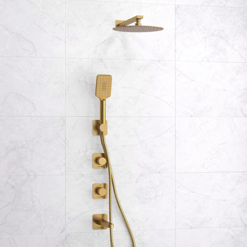 Душевой комплект WasserKRAFT Schunter A8251.307.308.180.259.285.194.201 матовое золото от магазина Vanna-Vanna.ru!