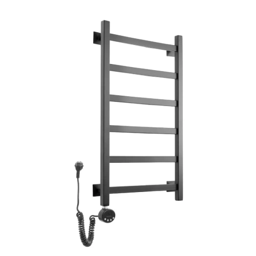Полотенцесушитель электрический Domoterm Квадро Плюс П6 400Х800 EL левый, черный матовый от магазина Vanna-Vanna.ru!