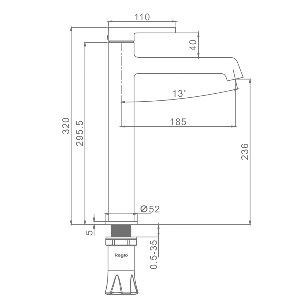 Смеситель для раковины Raglo R20.15.03, золотой сатин от магазина Vanna-Vanna.ru!