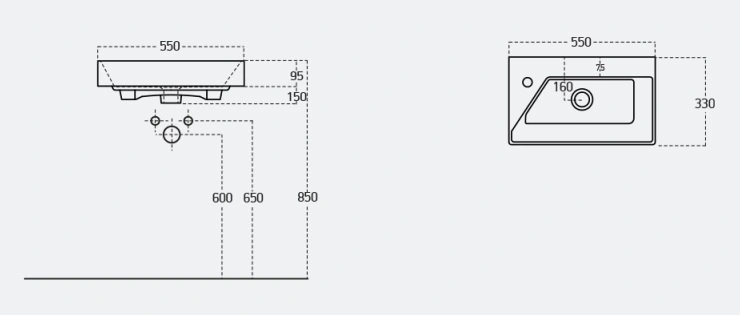 Тумба с раковиной подвесная Dreja Slim 55 см, белый/дуб кантри от магазина Vanna-Vanna.ru!
