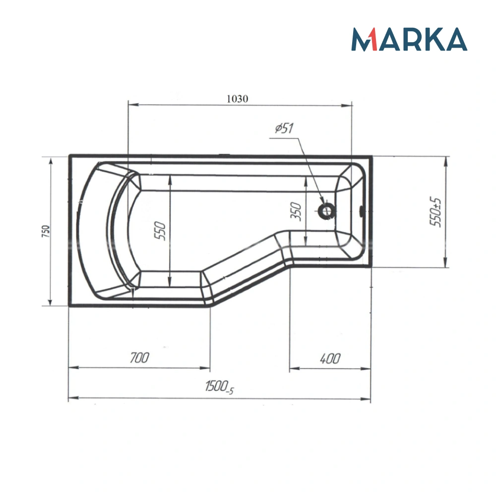 Ванна 1Marka Convey 150*75 R Комплект Стандарт 2+ от магазина Vanna-Vanna.ru!