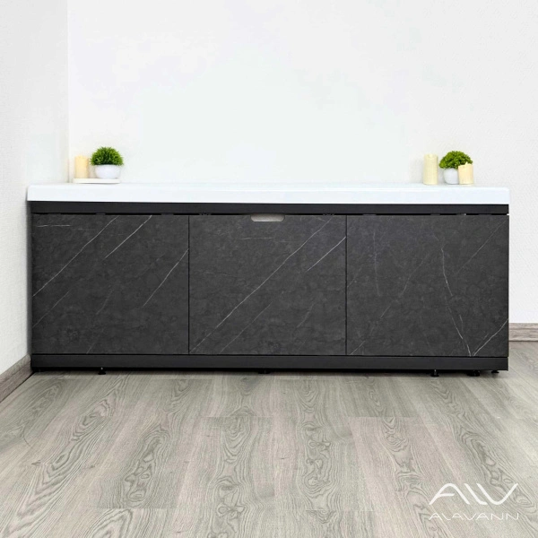 Экран под ванну Alavann Rita Black 180 раздвижной со съемной дверкой черный мрамор от магазина Vanna-Vanna.ru!
