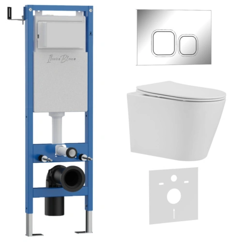 Комплект 3в1 IBERICA BLANCA инсталляция SILENCIO MINI, унитаз BURGOS ALTO белый, кнопка смыва ESTI-Q хром глянцевый (IB.001M.BRA.231.833) от магазина Vanna-Vanna.ru!