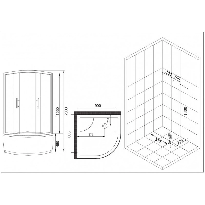 Душевой уголок Esbano ESR-8010 80x80x200 от магазина Vanna-Vanna.ru!