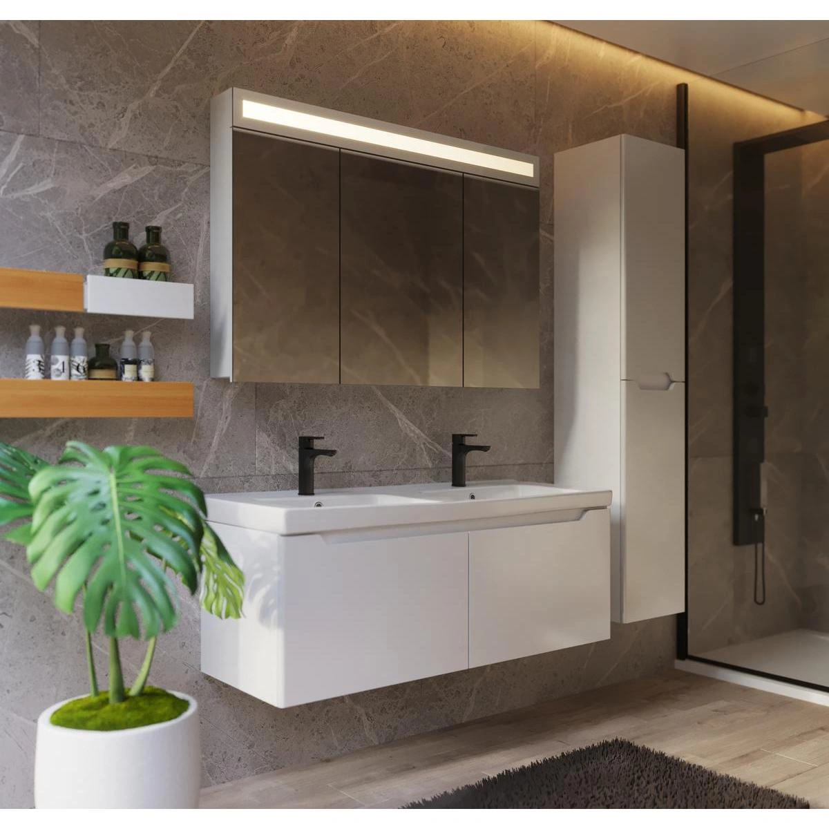 Зеркальный шкаф Dreja Uni 80 см, белый от магазина Vanna-Vanna.ru!