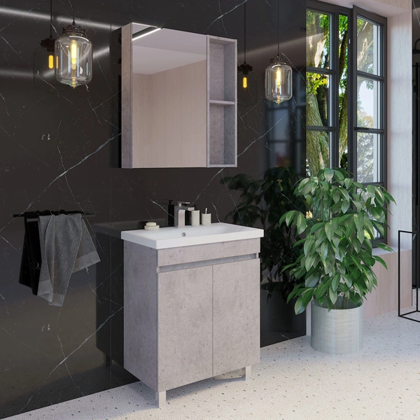 Тумба напольная Comforty Осло-70НД бетон светлый с раковиной COMO 70 от магазина Vanna-Vanna.ru!