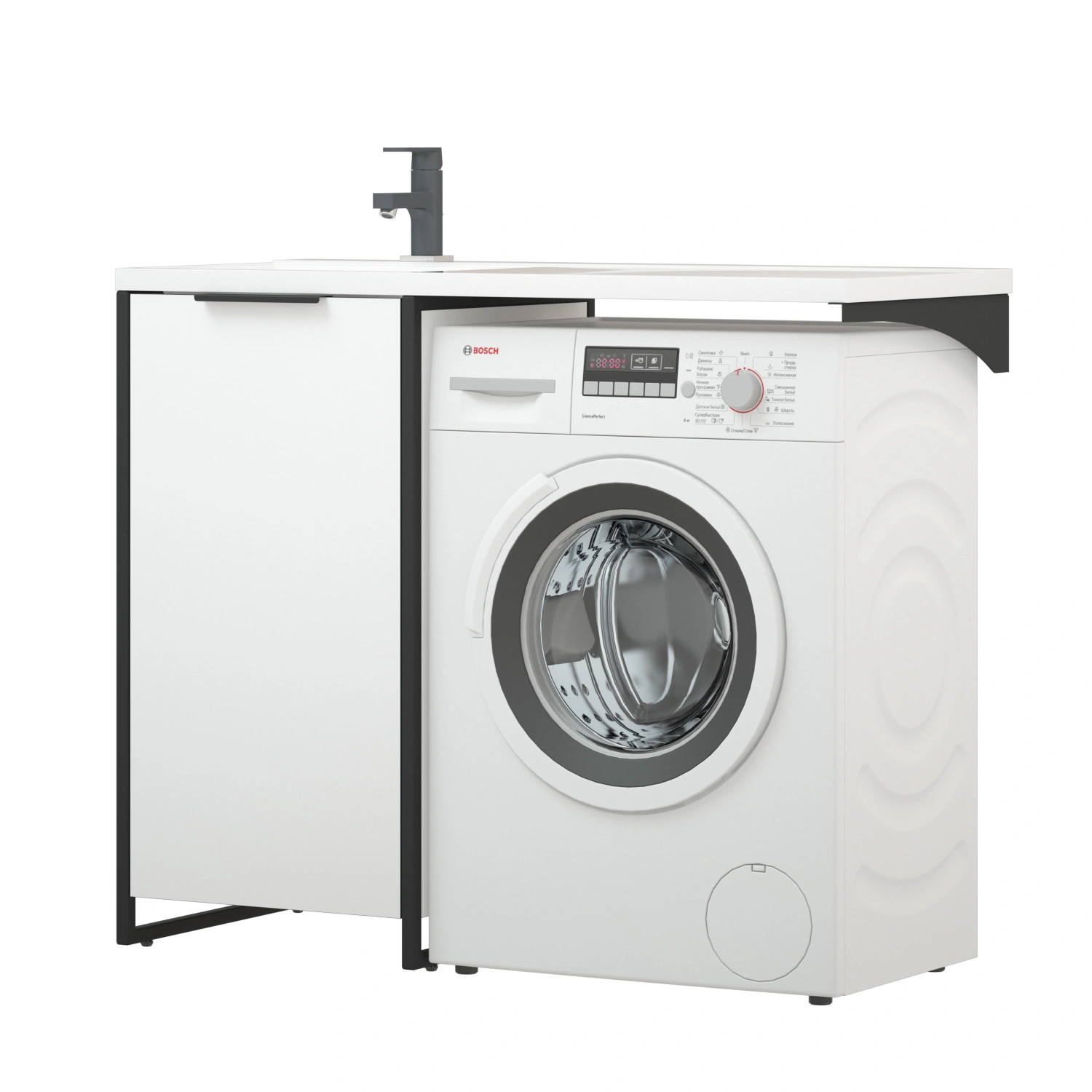 Тумба напольная Corozo Гера 110 D с раковиной Мадлен 110 L, белый, (разборная) от магазина Vanna-Vanna.ru!