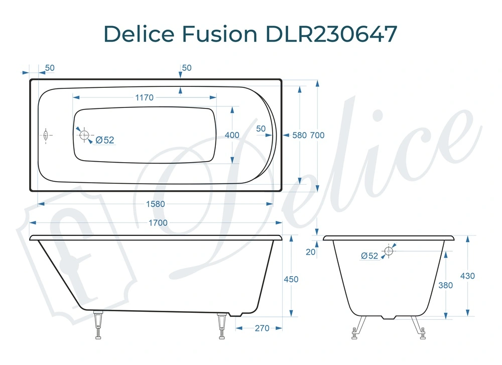 Ванна чугунная Delice Fusion 170х70 DLR230647 от магазина Vanna-Vanna.ru!