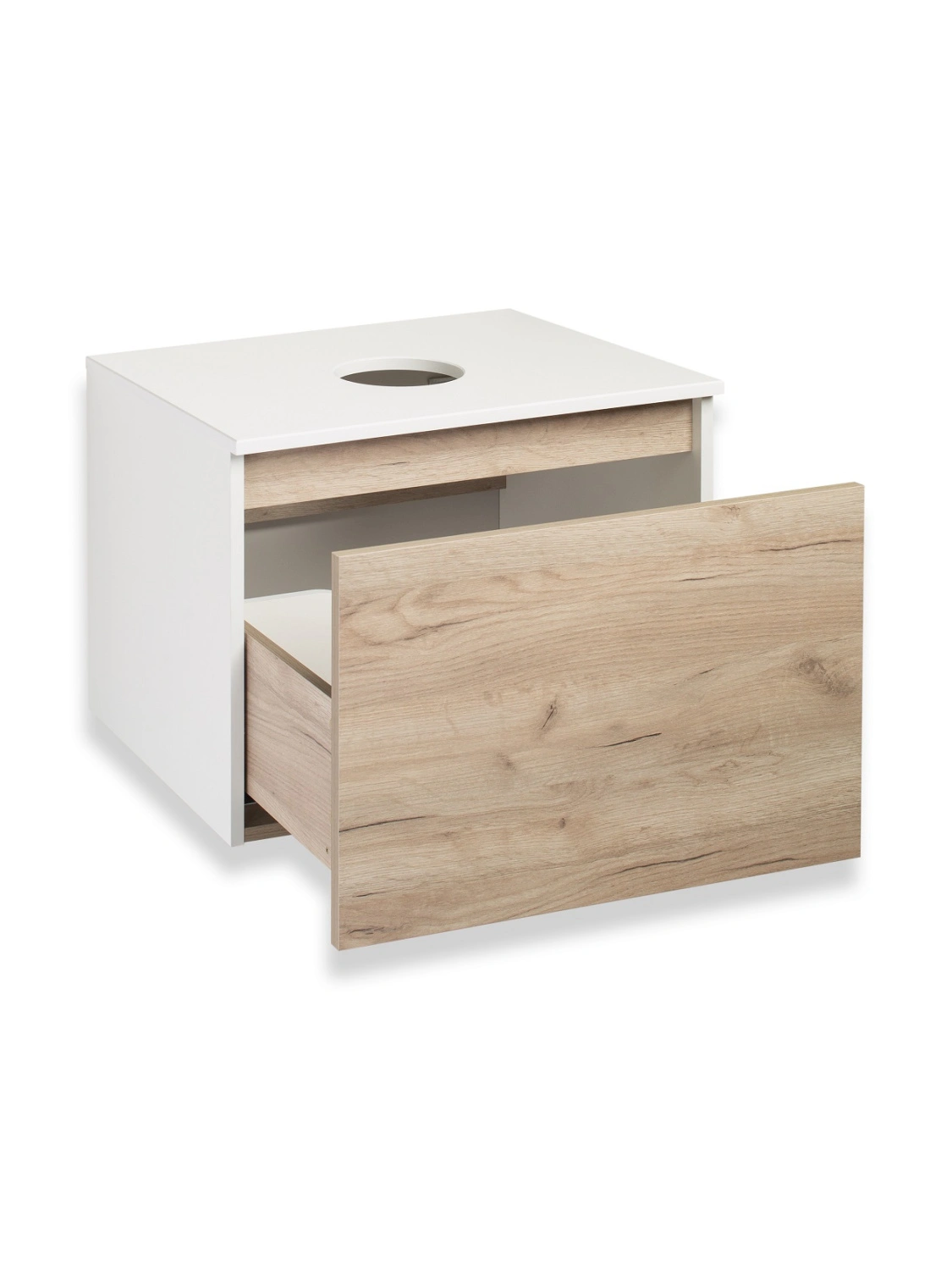 Тумба подвесная Runo Бари 60 под накладную раковину, крафт дуб/белый от магазина Vanna-Vanna.ru!