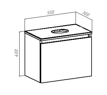 Тумба подвесная Runo Бари 50 под накладную раковину, железный камень