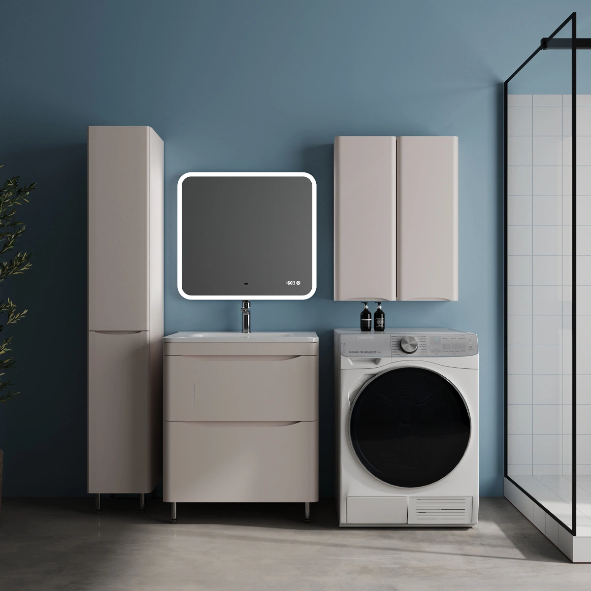 Тумба напольная Style Line Бергамо мини 70 (2 ящ.) антискрейтч карамель с раковиной Каре Люкс МИНИ 700х350 от магазина Vanna-Vanna.ru!