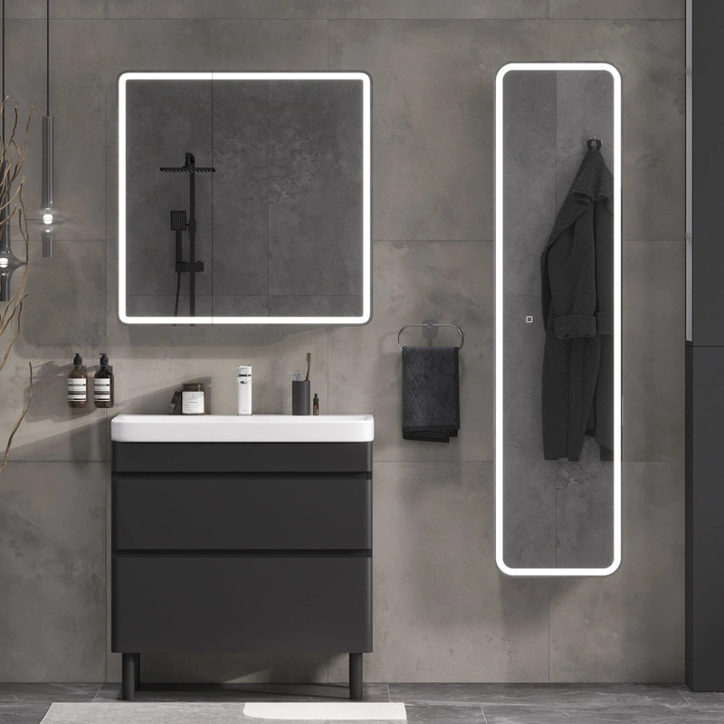 Тумба EQUIL Eltoro 80 с раковиной Nice 80 напольная, 2 ящика, черный софт от магазина Vanna-Vanna.ru!