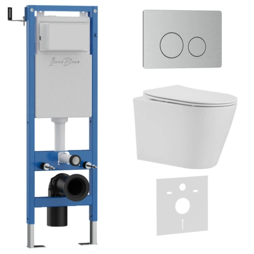 Комплект 3в1 IBERICA BLANCA инсталляция SILENCIO MINI, унитаз BURGOS ALTO белый, кнопка смыва INOX-O хром матовый (IB.001M.BRA.231.8132) от магазина Vanna-Vanna.ru!