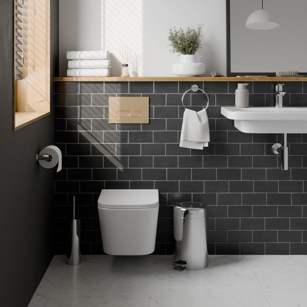 Комплект 2в1 IBERICA BLANCA инсталляция SILENCIO MINI, кнопка смыва ESTI-R золото матовое (IB.001M.215)