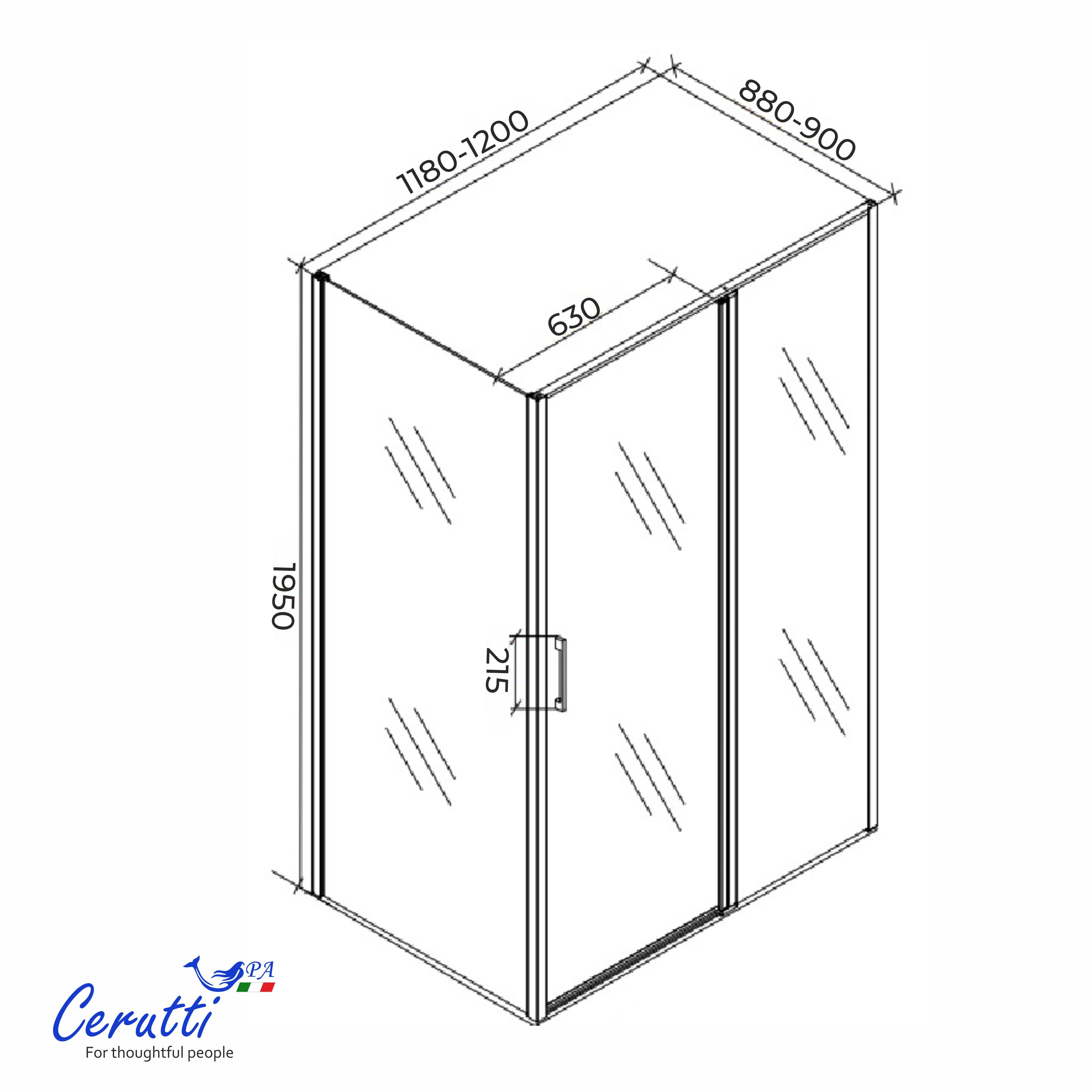Душевое ограждение Ceruttispa ВИКТОРИЯ (VICTORIA) 120BF R (120x90x195) от магазина Vanna-Vanna.ru!