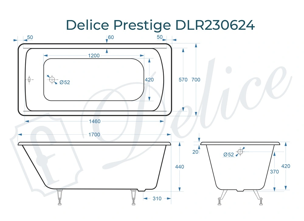Ванна чугунная Delice Prestige 170х70 DLR230624 от магазина Vanna-Vanna.ru!