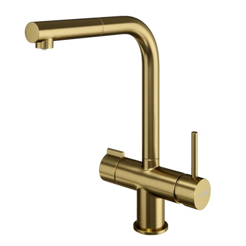 Смеситель для кухни под фильтр с выдвижной лейкой WasserKraft A8987 матовое золото от магазина Vanna-Vanna.ru!