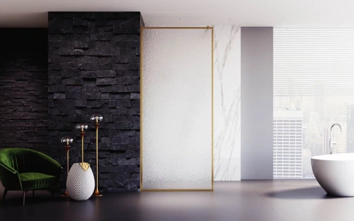 Душевая перегородка Veconi Korato KR-81RG, 1000x2000, брашированное золото, стекло дождь от магазина Vanna-Vanna.ru!