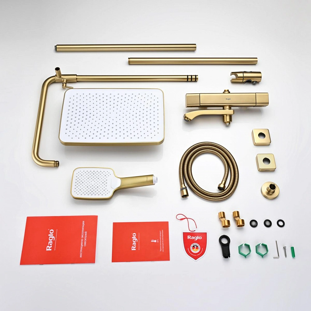 Душевая система с термостатом Raglo R01.26.03, сатин золотой от магазина Vanna-Vanna.ru!