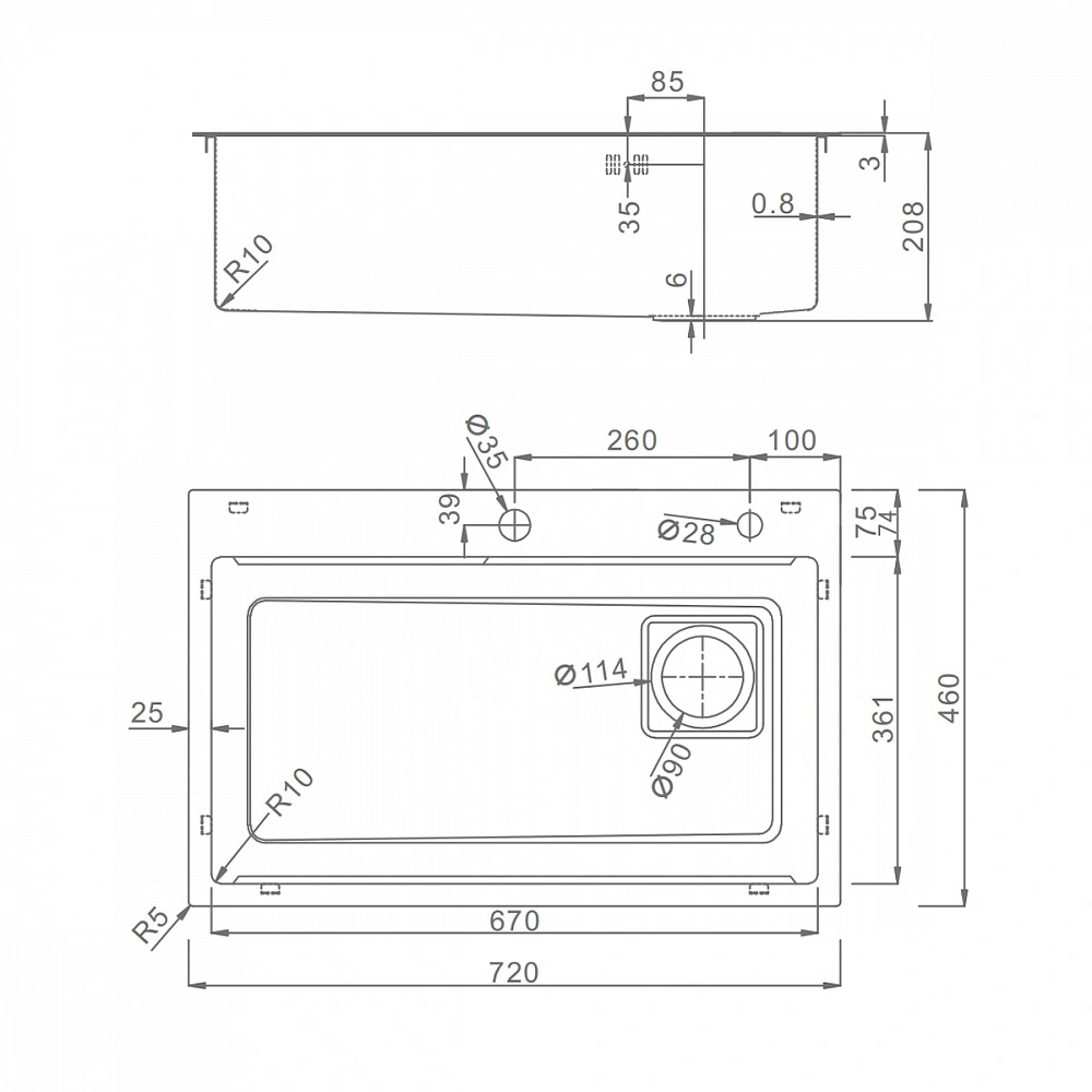 Кухонная мойка Raglo R702.7246.03, комплект, золотой сатин