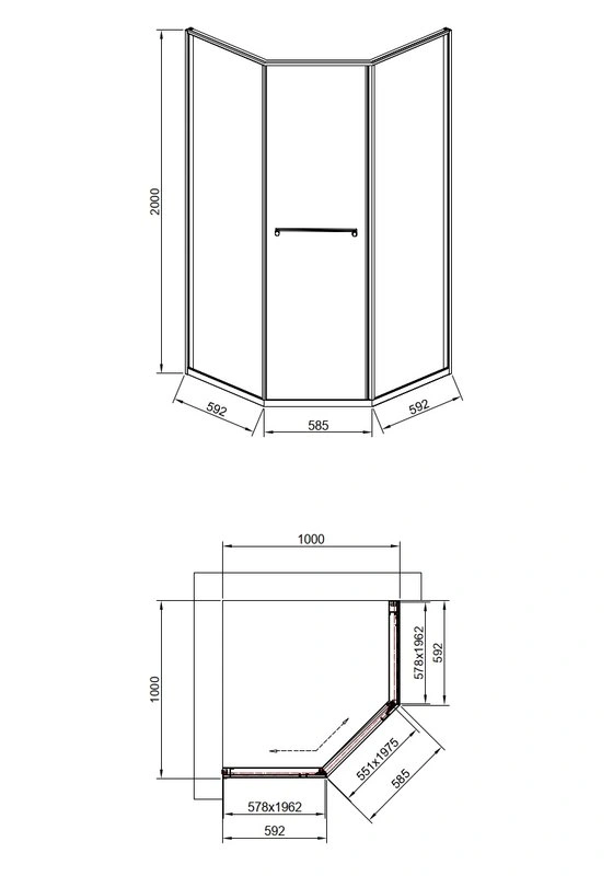 Душевой угол Timo TTSS-100/17C-8L, 1000*1000*2000, профиль мат золото, стекло прозрачное 8 мм от магазина Vanna-Vanna.ru!
