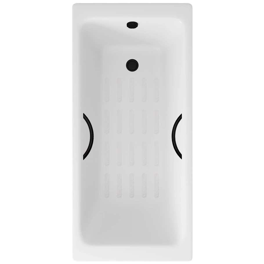 Ванна чугунная Delice Parallel 150х70 DLR220503RB-AS с черными матовыми ручками и антискользящим покрытием от магазина Vanna-Vanna.ru!