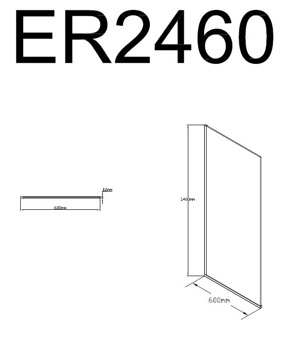 Стеклянная шторка Erlit ER2460B2 600х140 см профиль черный от магазина Vanna-Vanna.ru!