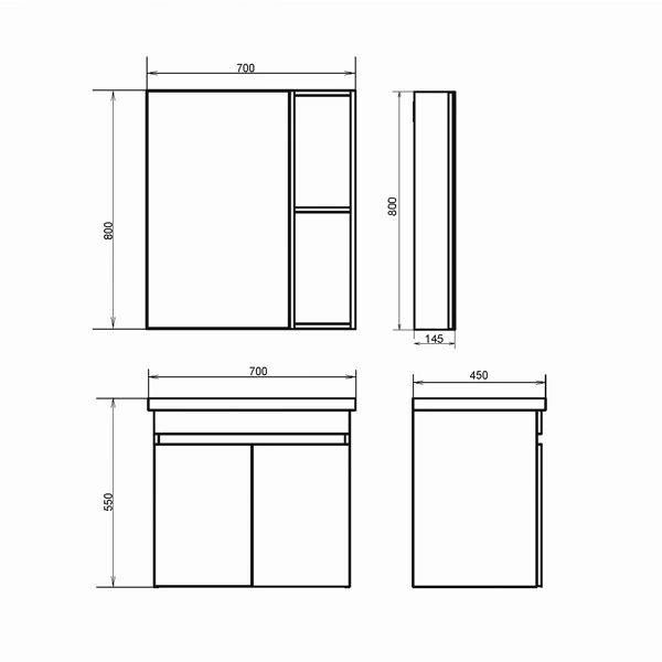 Зеркало-шкаф Comforty Осло-70 бетон светлый от магазина Vanna-Vanna.ru!