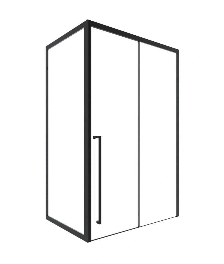 Душевой уголок Timo TDSS-130/03C-8L + TSS-1000/03C-8, 130x100 см, профиль черный, стекло прозрачное