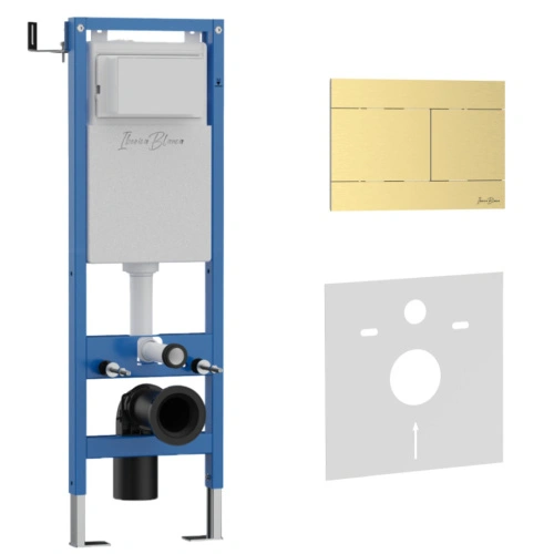 Комплект 2в1 IBERICA BLANCA инсталляция SILENCIO MINI, кнопка смыва INOX-R золото матовое (IB.001М.015.03) от магазина Vanna-Vanna.ru!