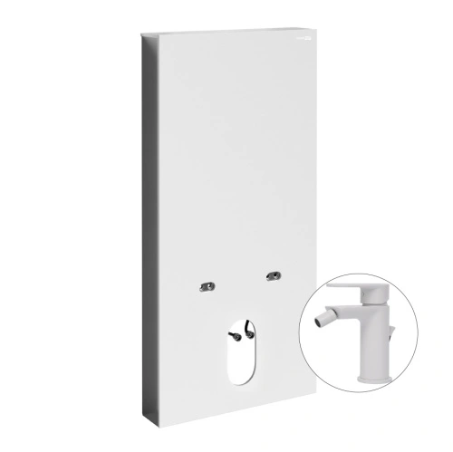 Комплект для биде со смесителем WasserKraft Naab 86BDT.050.WH.SQ8506 инсталляция (пристенный модуль) от магазина Vanna-Vanna.ru!