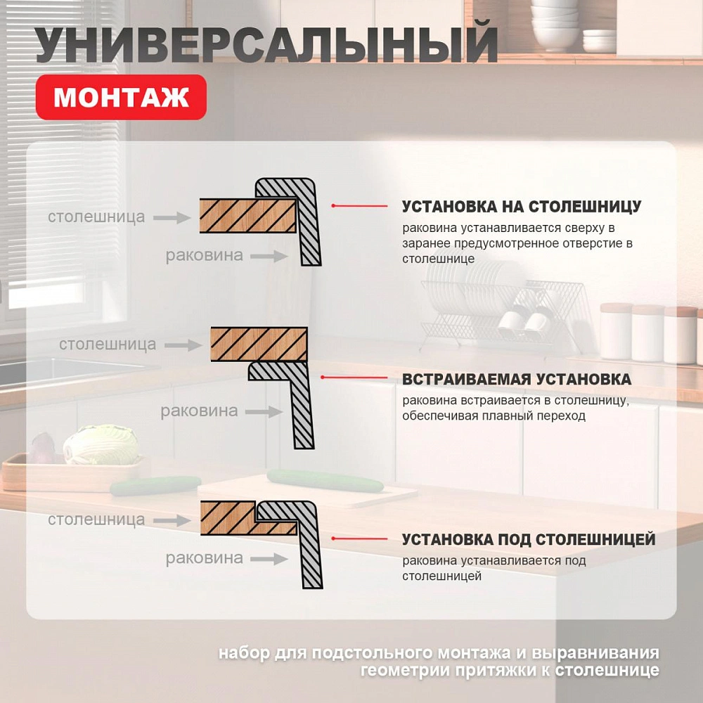 Кухонная мойка Raglo R701.6050.05, 60х50, комплект, сатин