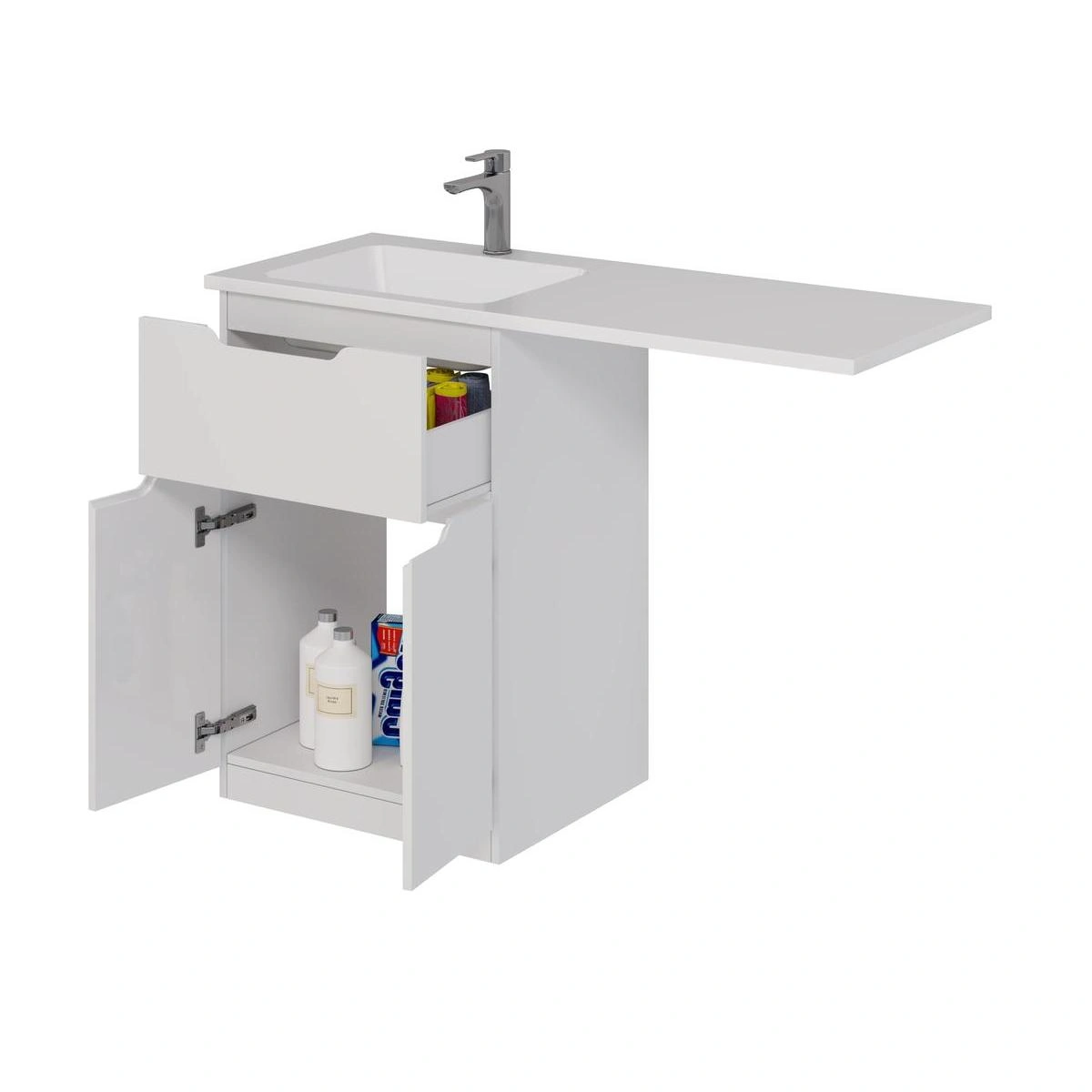 Тумба напольная Dreja Vega 60 см, с раковиной 120 чаша слева, белый от магазина Vanna-Vanna.ru!