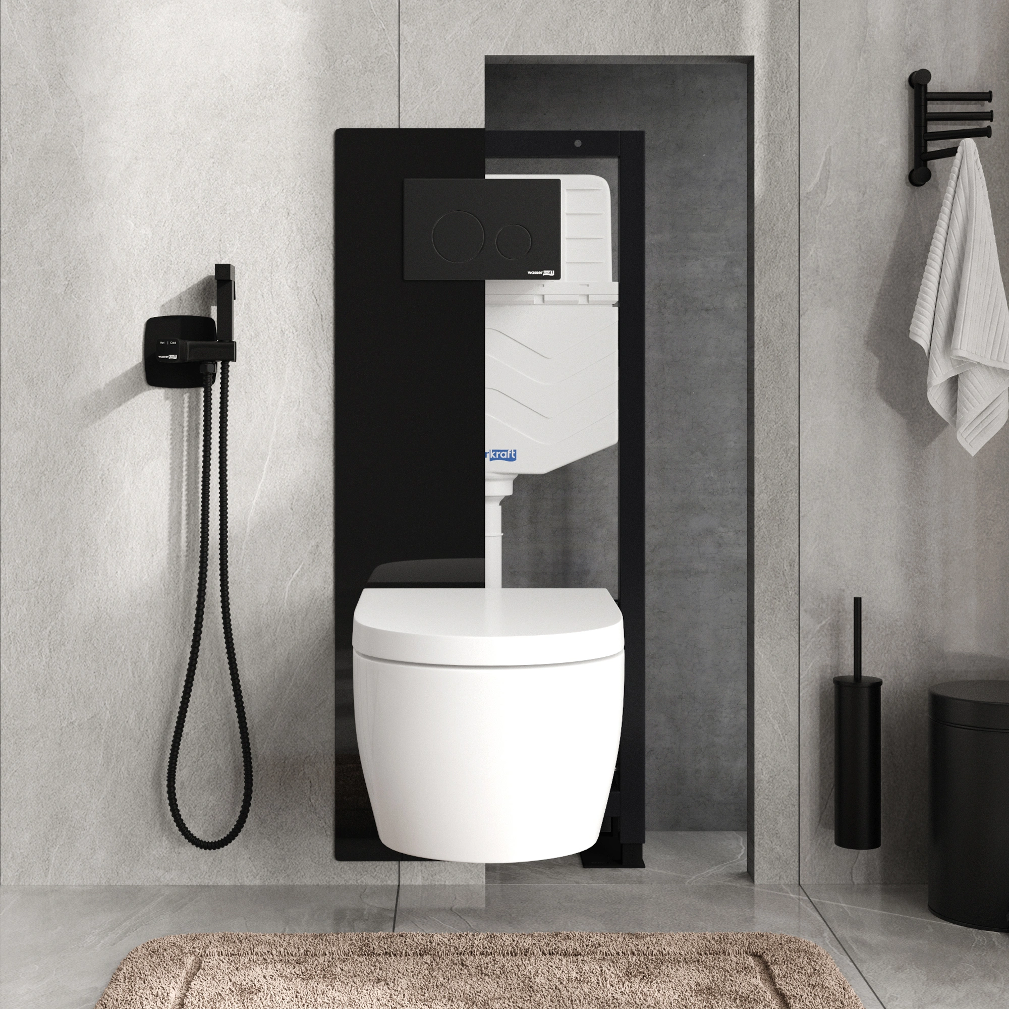 Инсталляция WasserKraft Glan 66TLT.010.ME.BL.MB02 для подвесного унитаза, с кнопкой от магазина Vanna-Vanna.ru!