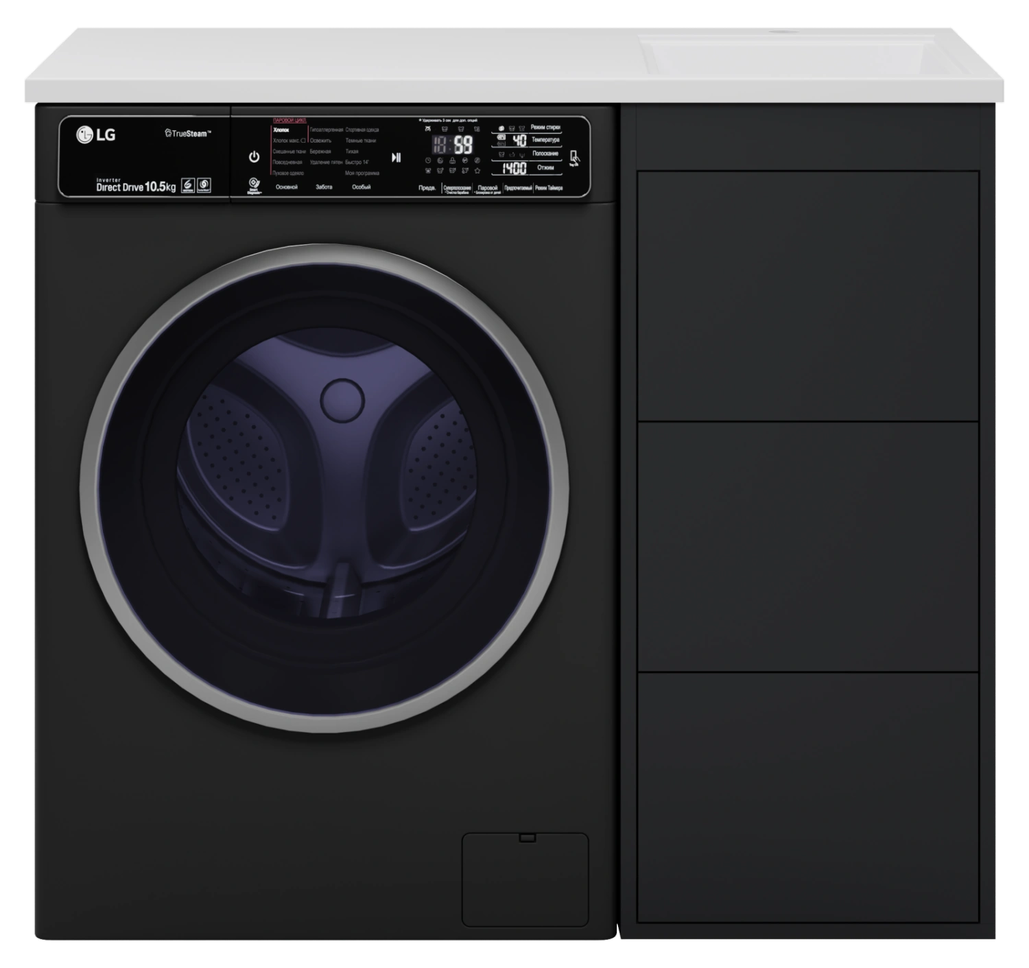 Тумба с раковиной Brevita Grafit 40 под стиральную машину, с раковиной Misty Гавана 100 L, графит от магазина Vanna-Vanna.ru!