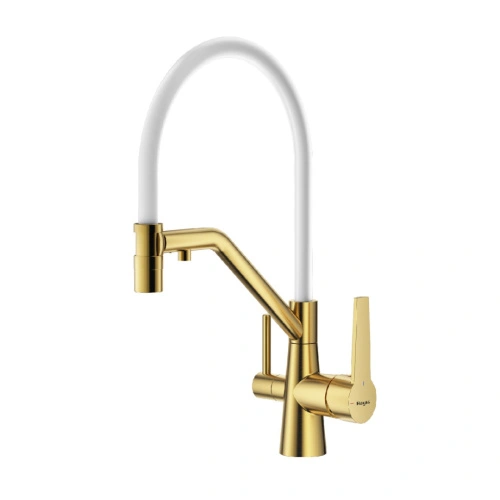 Смеситель для кухни с подключением фильтра Raglo R80.62.03, золотой сатин от магазина Vanna-Vanna.ru!
