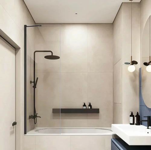 Шторка на ванну Veconi Palau PL-84B, 1000x1500, черный, стекло прозрачное от магазина Vanna-Vanna.ru!