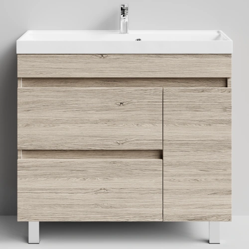 Тумба с раковиной Vod-ok Бест 90 правая дверь, напольная, Дубослив ореховый светлый от магазина Vanna-Vanna.ru!