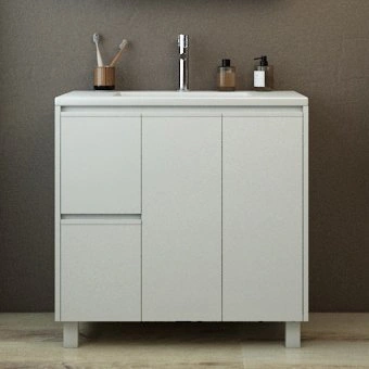 Тумба с раковиной Emmy Вега 80 напольная, 2 ящика, 2 двери, белый