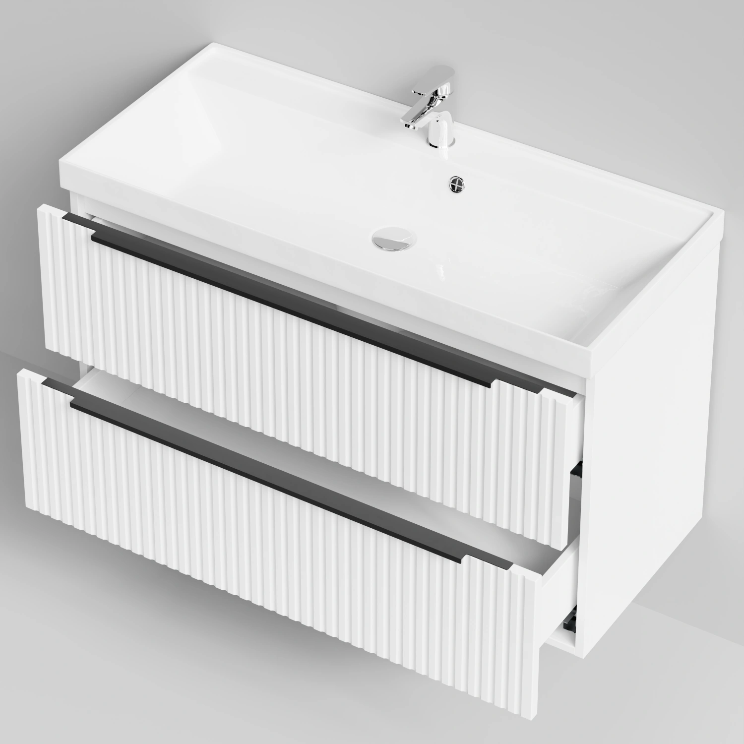 Тумба с раковиной Vod-ok Дольче 100 2 ящика, подвесная, белая + 13 цветов от магазина Vanna-Vanna.ru!