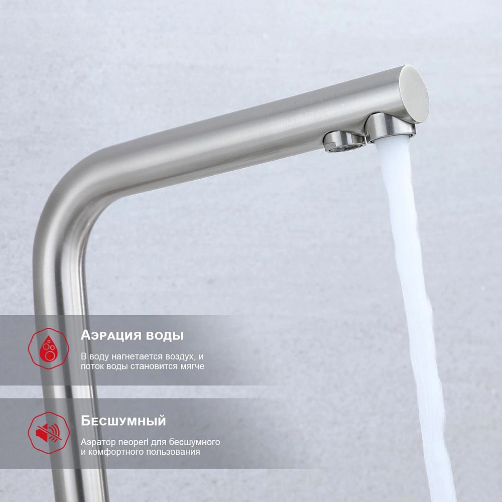 Смеситель для кухни с подключением фильтра Raglo R81.61.05, сатин