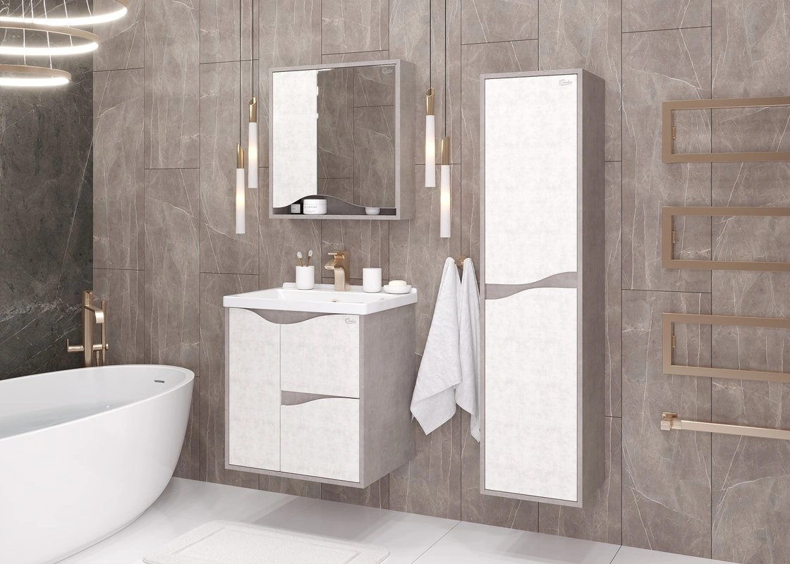 Зеркало-шкаф Onika Брендон 60, камень светлый от магазина Vanna-Vanna.ru!