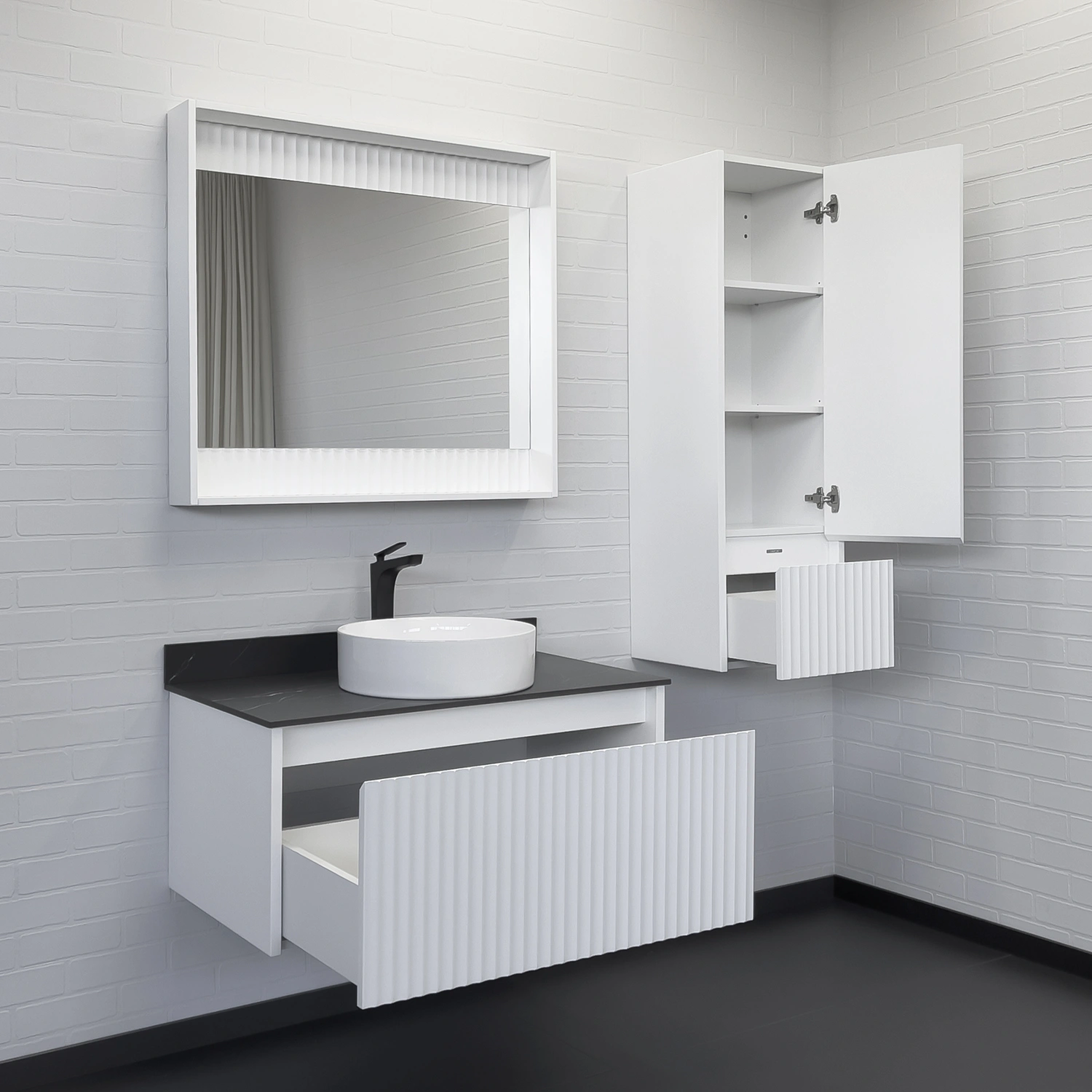 Зеркало-короб Comforty Марсель-90 белое матовое с подсветкой от магазина Vanna-Vanna.ru!