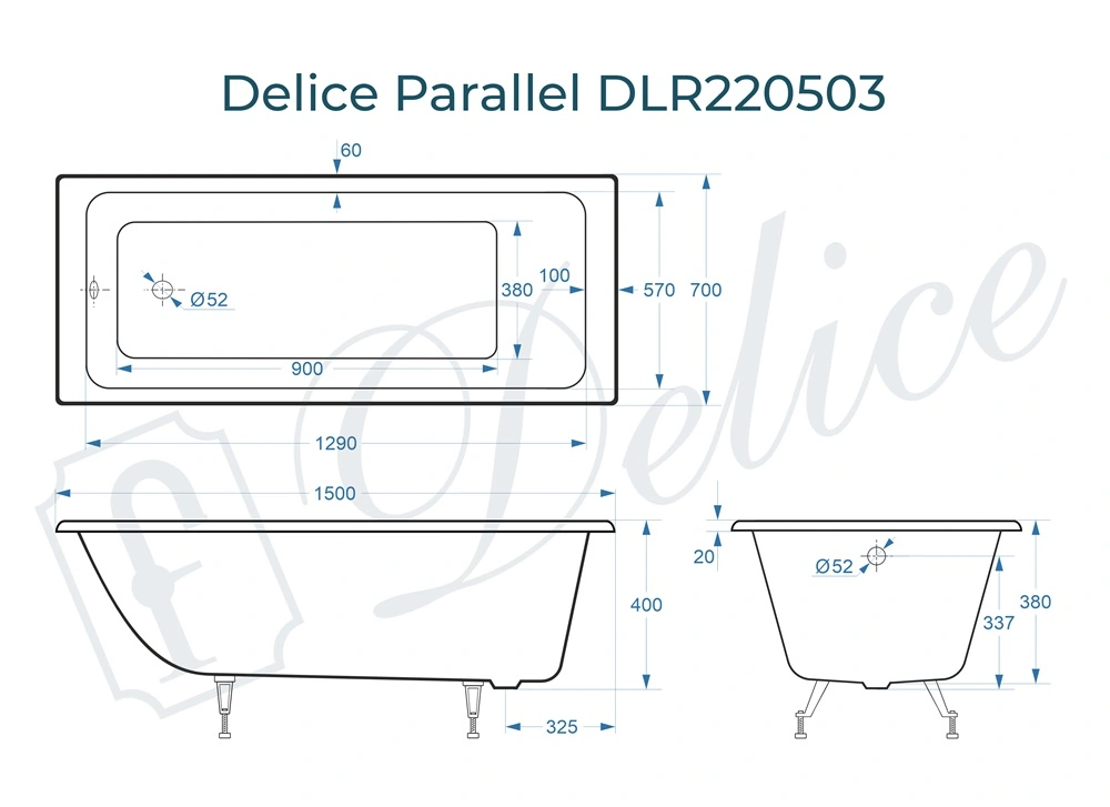 Ванна чугунная Delice Parallel 150х70 DLR220503 от магазина Vanna-Vanna.ru!