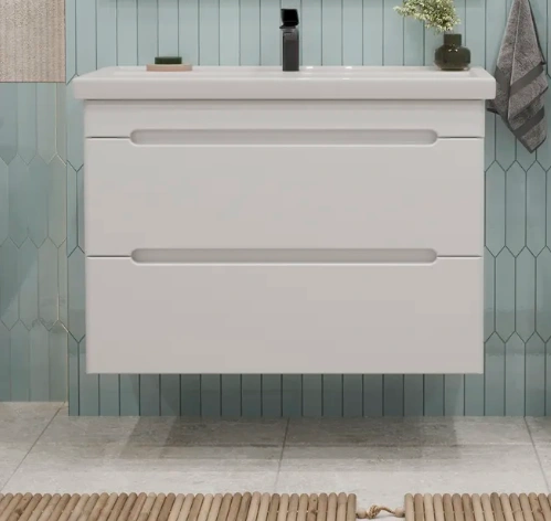 Тумба подвесная SanStar Адель 100 с раковиной Фостер 100, белая