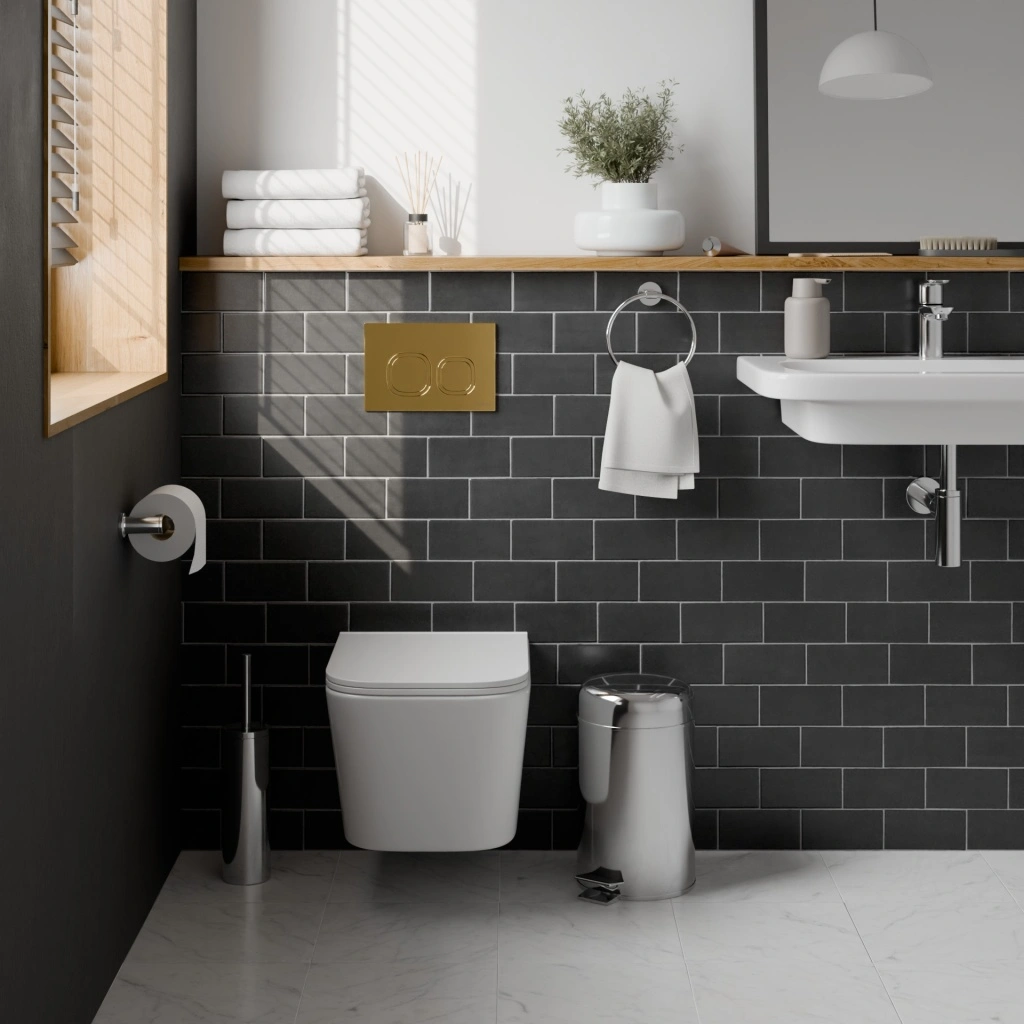 Комплект 2в1 IBERICA BLANCA инсталляция SILENCIO, кнопка смыва ESTI-Q золото глянцевое (IB001.836)