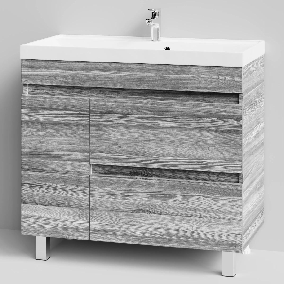 Тумба с раковиной Vod-ok Бест 90 левая дверь, напольная, Лиственница структурная контрастно-серая от магазина Vanna-Vanna.ru!