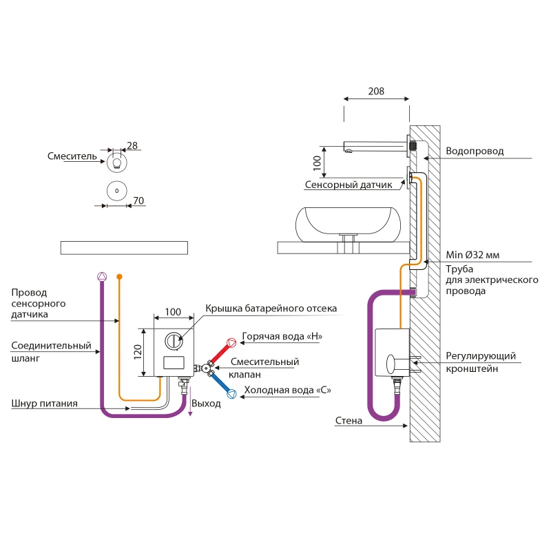 Смеситель для раковины встроенный, сенсорный Timo Saona 2373/20SM золото шлифованное от магазина Vanna-Vanna.ru!