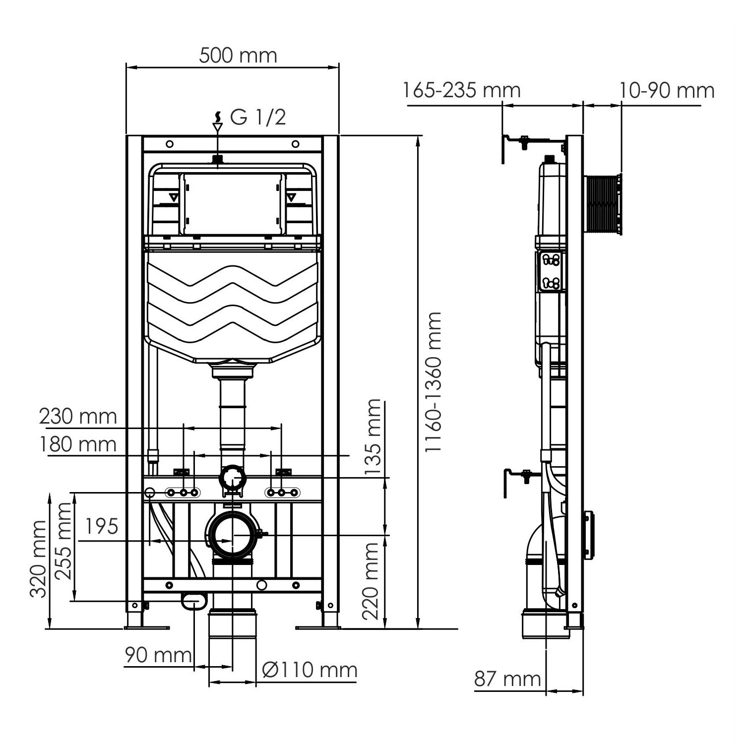Инсталляция WasserKraft Aller 10TLT.010.ME.MG04 для подвесного унитаза от магазина Vanna-Vanna.ru!