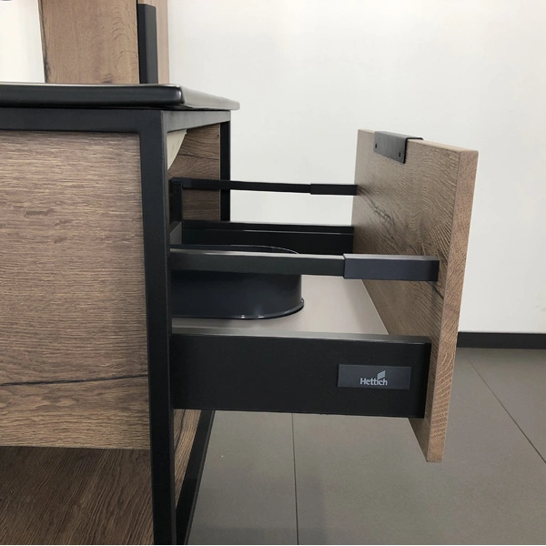 Тумба подвесная Comforty Бонн 75 дуб темный с черной матовой раковиной Comforty 75E от магазина Vanna-Vanna.ru!